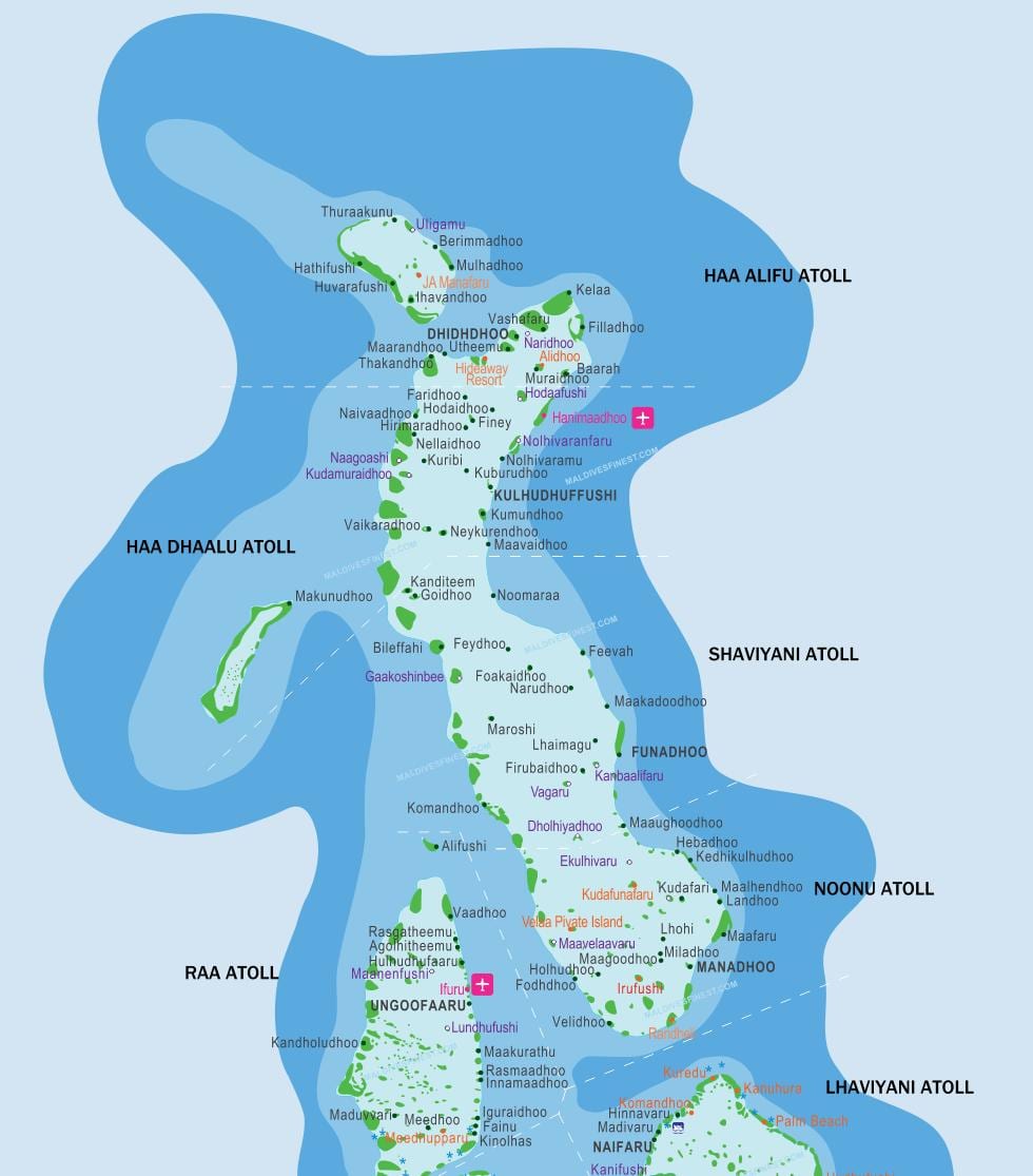 harta maldive și în țările din jur